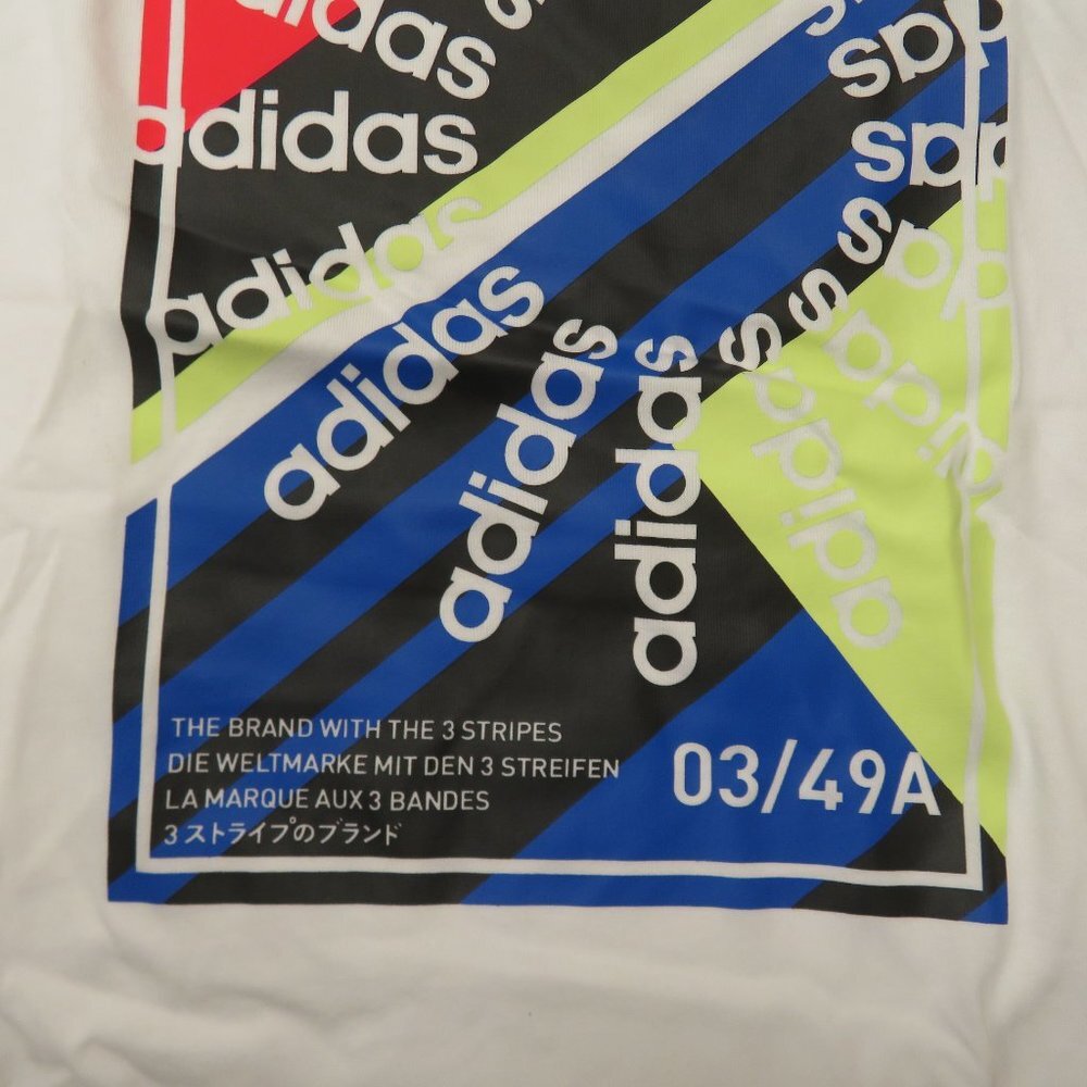 Adidas Slogan Graphic Tee T-Shirt White Climalite Mens Large NWT Cotton Poly - Picture 7 of 9